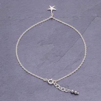 Alternate image for Sterling Silver Starfish Hematite Ankle Bracelet Sea Starfish