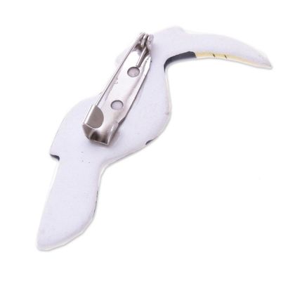 Alternate image for Ceramic Handpainted Hornbill Brooch Pin Hornbill Love