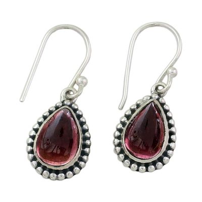 Alternate image for Sterling Silver and Garnet Drop Shape Dangle Earrings Radiant Dewdrops