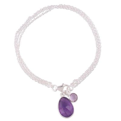 Alternate image for Amethyst and Sterling Silver Charm Bracelet from India Twinkling Harmony