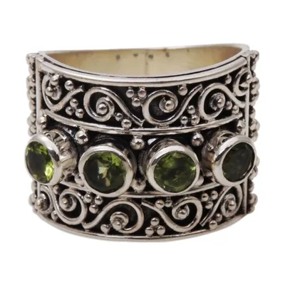 Alternate image for Peridot and 925 Sterling Silver Multi-Stone Ring from Bali Lucky Four