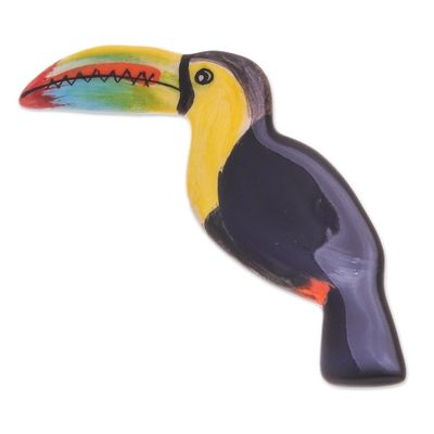Alternate image for Handmade Ceramic Toucan Brooch Pin from Thailand Toucan Love