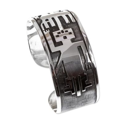 Alternate image for Sterling silver cuff bracelet Mapuche Warrior