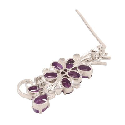 Alternate image for Purple Bouquet Amethyst Rhodium Plated Silver Brooch Purple Bouquet
