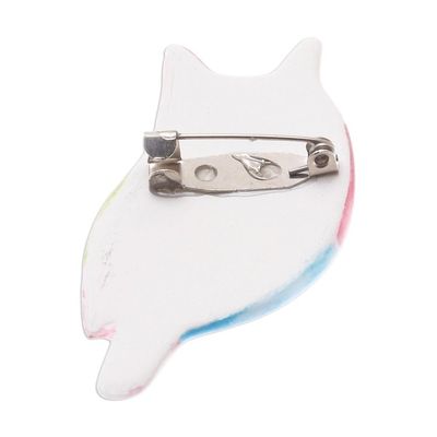 Alternate image for Colorful Ceramic Owl Brooch from Thailand Rainbow Owl