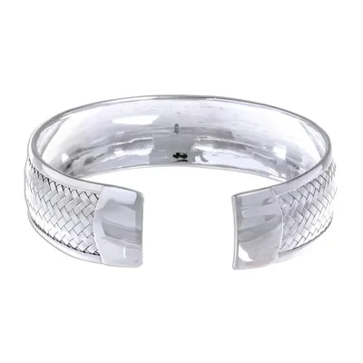 Alternate image for Sterling Silver Cuff Bracelet with Woven Motif Weaving Tales
