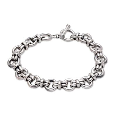 Alternate image for Mens Sterling Silver Link Bracelet Crafted in Bali Wanen Links