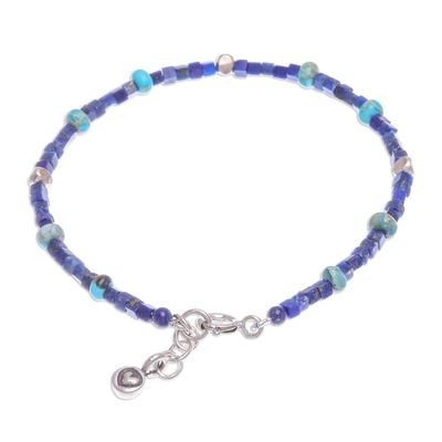 Alternate image for Hand Made Lapis Lazuli and Jasper Beaded Bracelet Blue Cubed