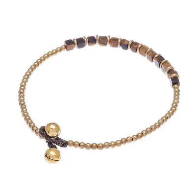 Alternate image for Beaded Anklet with Cube Tigers Eye from Thailand Cube Beauty