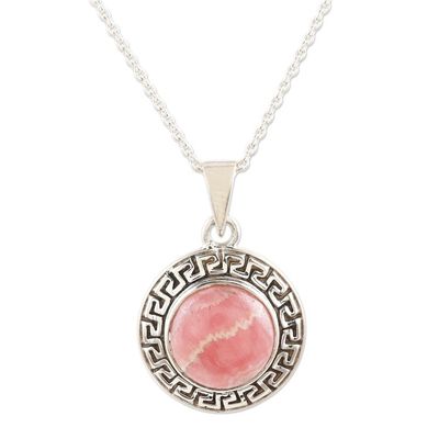 Alternate image for Sterling Silver and Pink Rhodochrosite Pendant Necklace Pretty in Pink