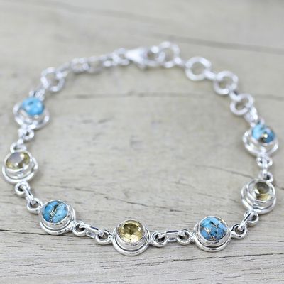 Alternate image for Citrine and Composite Turquoise Link Bracelet from India Seashore Radiance