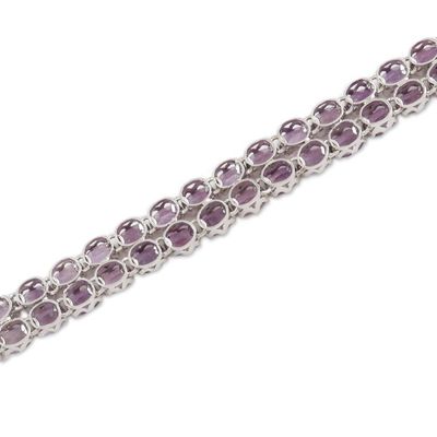 Alternate image for Rhodium-Plated Sterling Silver Amethyst Tennis Bracelet Purple Deluxe