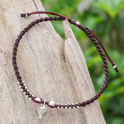 Alternate image for Cultured Pearl and Karen Silver Fish Anklet Summer Getaway