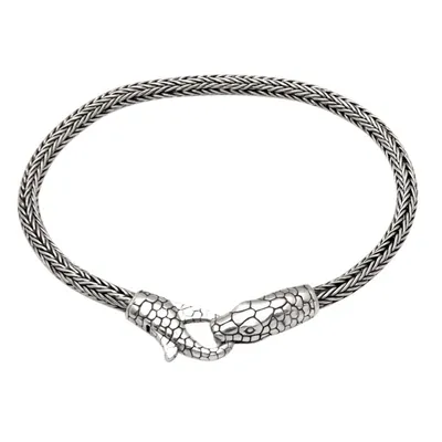 Alternate image for Sterling Silver Naga Chain Bracelet with Snake Pendant Serpent Allure