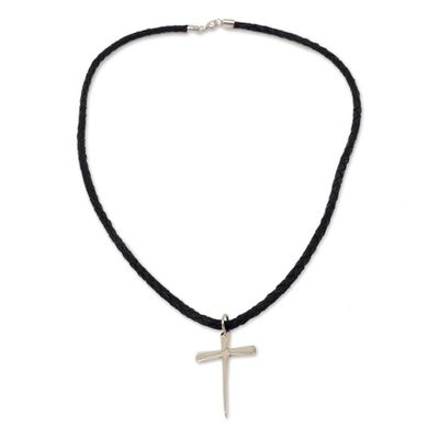 Alternate image for Mens Sterling Silver Cross Necklace  Holy Sacrifice