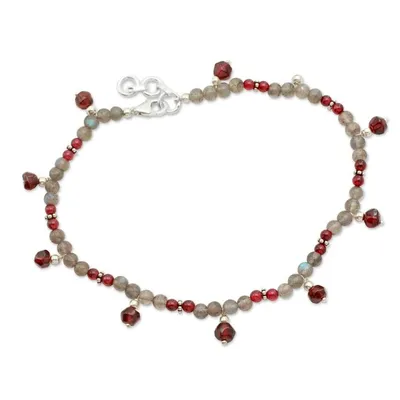 Alternate image for Labradorite and garnet anklet Delhi Disco