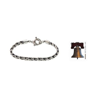 Alternate image for Handcrafted Mens Sterling Silver Chain Bracelet Dauntless