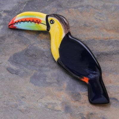 Alternate image for Handmade Ceramic Toucan Brooch Pin from Thailand Toucan Love