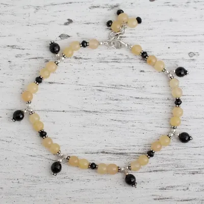 Alternate image for Aventurine and onyx anklet My Muse