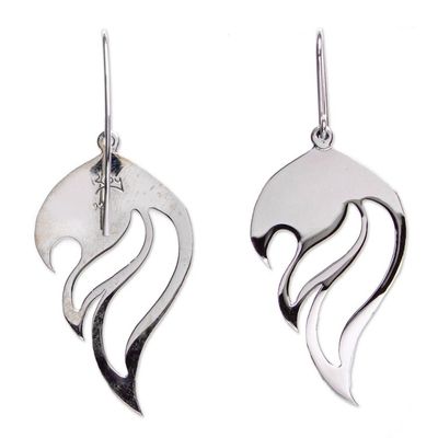 Alternate image for Handcrafted Sterling Silver Earrings In Flames
