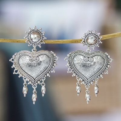 Alternate image for Sterling Silver Heart Chandelier Earrings Love Waterfall