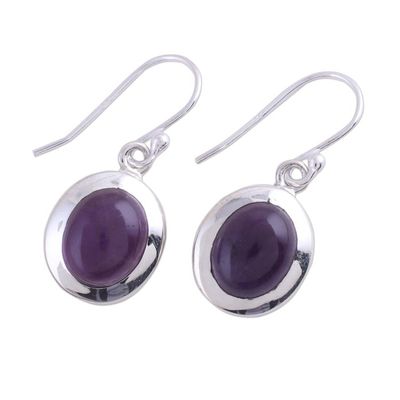 Alternate image for Amethyst and Sterling Silver Dangle Earrings from India Haloed Purple