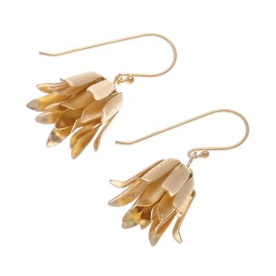 Alternate image for Handcrafted Thai Gold Plated Silver Floral  Earrings Shy Lotus