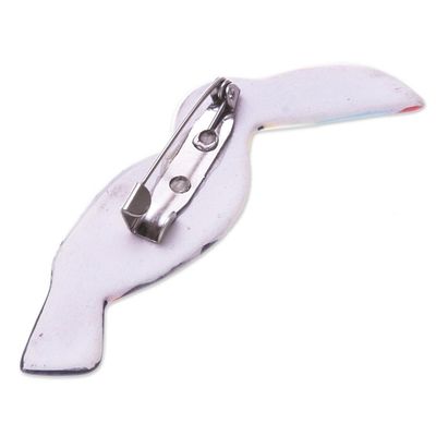 Alternate image for Handmade Ceramic Toucan Brooch Pin from Thailand Toucan Love