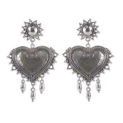 Alternate image for Sterling Silver Heart Chandelier Earrings Love Waterfall
