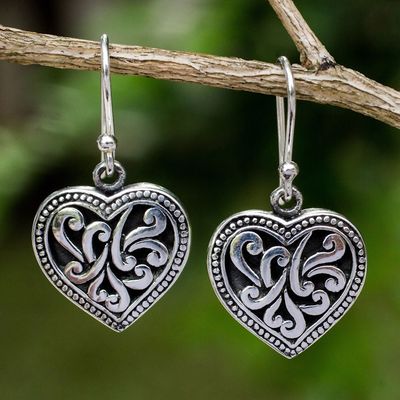 Alternate image for Handmade Romantic Sterling Silver Dangle Earrings Lighthearted Love