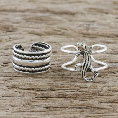 Alternate image for Sterling Silver Lizard Ear Cuffs from Thailand Little Lizard