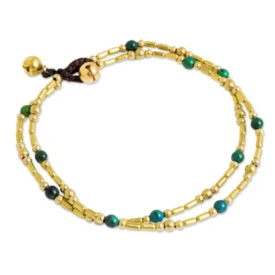 Alternate image for Brass and Serpentine Thai Handcrafted Anklet Golden Bell