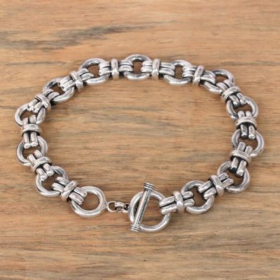 Alternate image for Mens Sterling Silver Link Bracelet Crafted in Bali Wanen Links