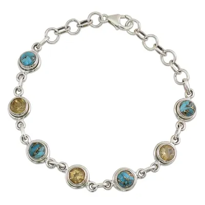 Alternate image for Citrine and Composite Turquoise Link Bracelet from India Seashore Radiance