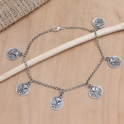Alternate image for Sterling Silver Charm Anklet from Bali Bare Footed