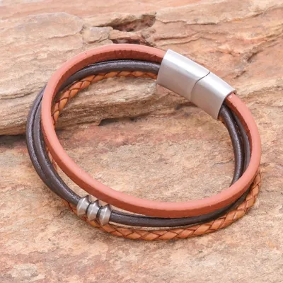 Alternate image for Leather Cord Bracelet in Brown from Thailand Free Spirited in Brown