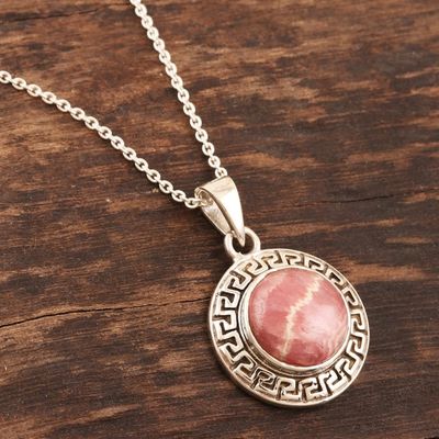 Alternate image for Sterling Silver and Pink Rhodochrosite Pendant Necklace Pretty in Pink