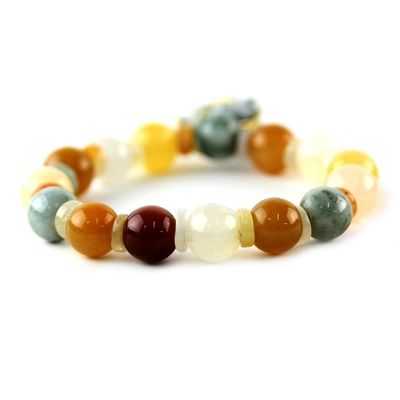 Alternate image for Beaded Jade and Quartz Bracelet with Elephant Charm Elephant Remembrance