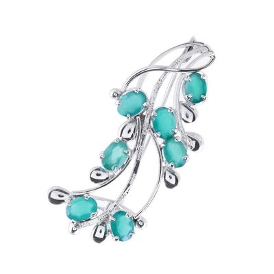 Alternate image for Artisan Crafted Green Onyx and Sterling Silver Brooch Pin Spellbound