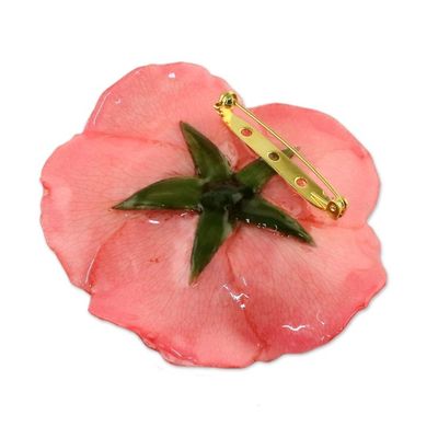Alternate image for Artisan Crafted Natural Rose Brooch in Pink from Thailand Rosy Mood in Pink