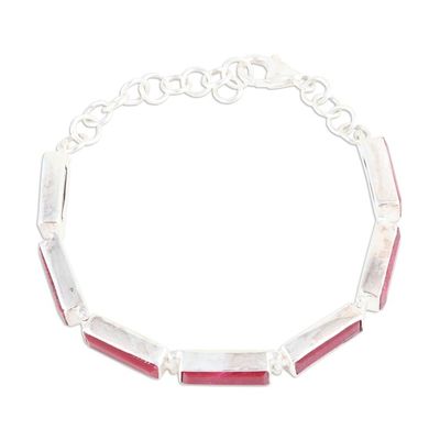 Alternate image for 14-Carat Ruby Link Bracelet Crafted from Sterling Silver Fascinating Red