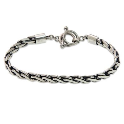 Alternate image for Handcrafted Mens Sterling Silver Chain Bracelet Dauntless