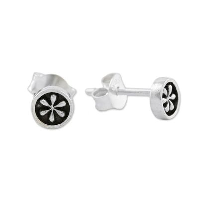 Alternate image for Petite Floral Sterling Silver Stud Earrings from Thailand Daisy Circles
