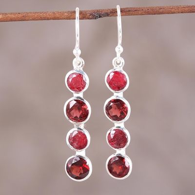 Alternate image for Ruby and Garnet Sterling Silver Dangle Earrings from India Trendy Orbs