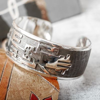 Alternate image for Sterling silver cuff bracelet Mapuche Warrior