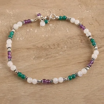 Alternate image for Amethyst and Rainbow Moonstone Anklet Head Over Heels
