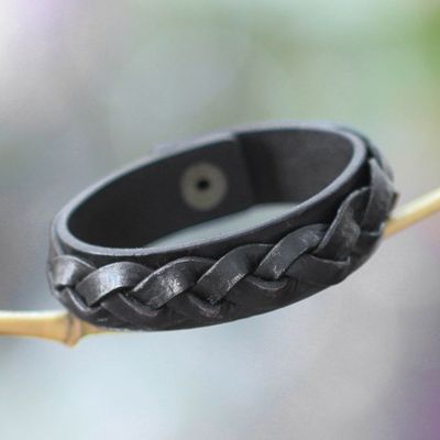 Alternate image for Mens Unique Leather Wristband Bracelet Java Journeys