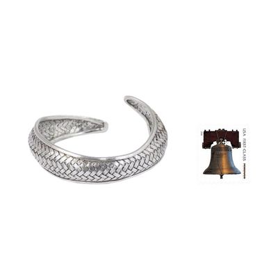 Alternate image for Handmade Silver Fish Cuff Bracelet Thai Hill Tribe Jewelry Swimming Fish