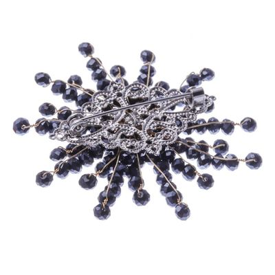 Alternate image for Star-Shaped Black Chalcedony and Glass Beaded Brooch The Dark Starlight