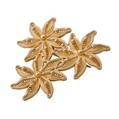 Alternate image for Floral Gold Plated Filigree Brooch Pin Amazon Bouquet